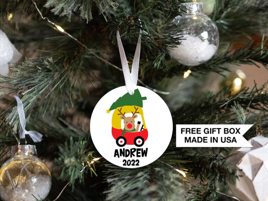 Personalized First Christmas Truck with Deer | Baby's 1st Christmas Ornament| Baby First Christmas | Personalized Baby Christmas Ornament