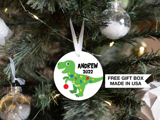 Personalized First Christmas Dinosaur | Baby's 1st Christmas Ornament| Baby First Christmas | Custom Baby Christmas Ornament| Baby Boy Dino