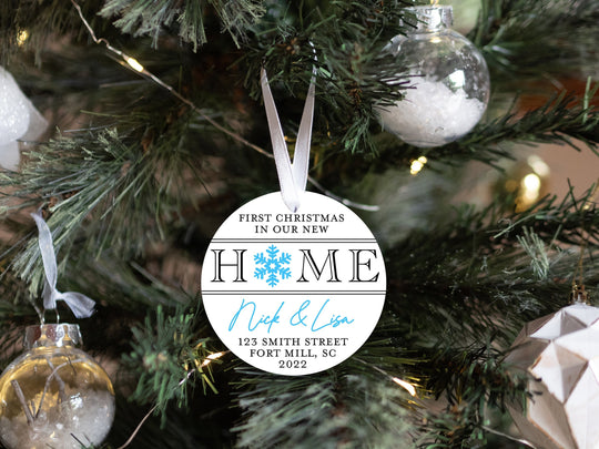 Personalized New Home Christmas Ornament | Our First Home Ornament | Christmas Wreath Ornament | Family Keepsake | Snowflake Ornament