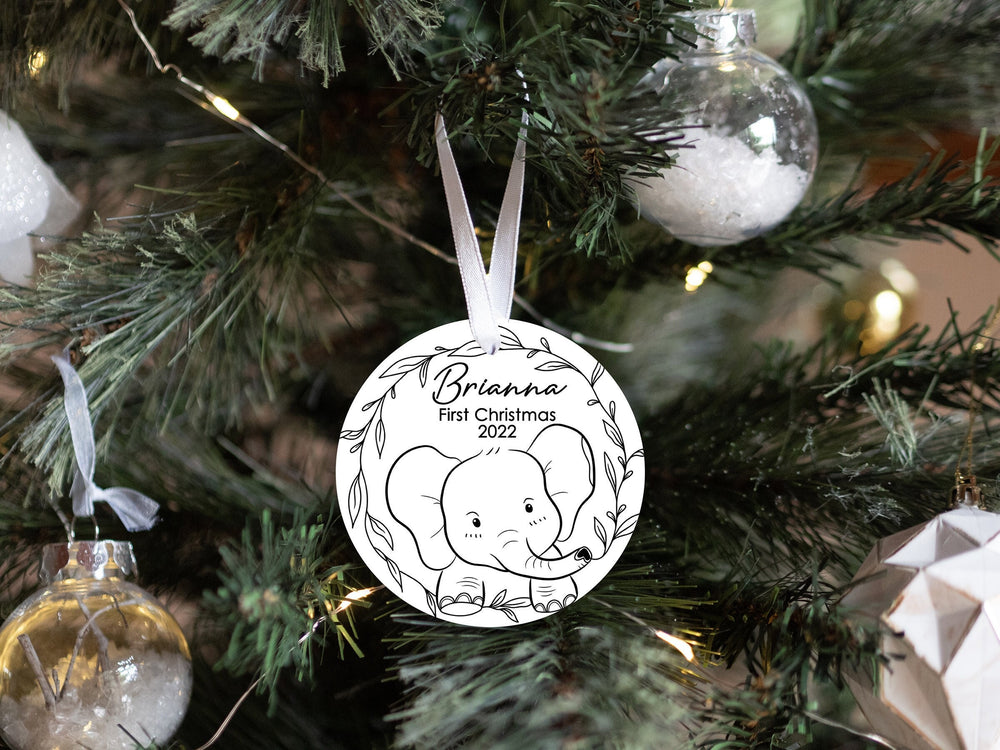 Personalized Elephant Baby's 1st Christmas Ornament| Baby First Christmas | Personalized Baby Christmas Ornament
