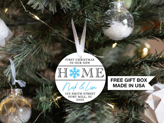 Personalized New Home Christmas Ornament | Our First Home Ornament | Christmas Wreath Ornament | Family Keepsake | Snowflake Ornament