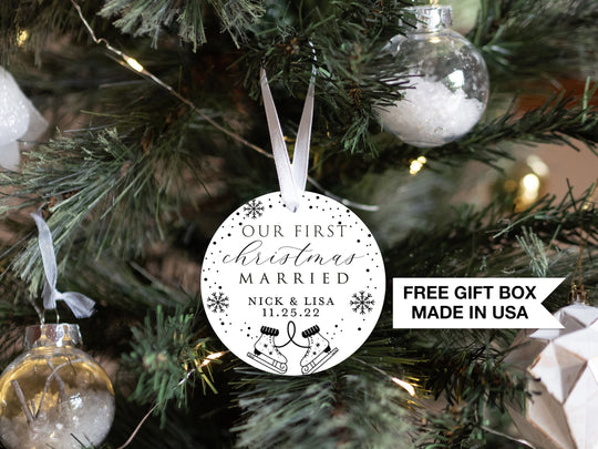 Personalized Married Christmas Ice Skates  Ornament | Our First Christmas | Personalized Married Keepsake Ornament | First Christmas Married