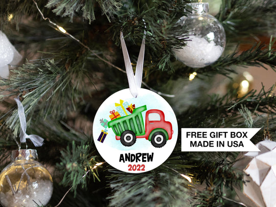 Personalized First Christmas Dump Truck | Baby's 1st Christmas Ornament| Baby First Christmas | Custom Baby Christmas Ornament
