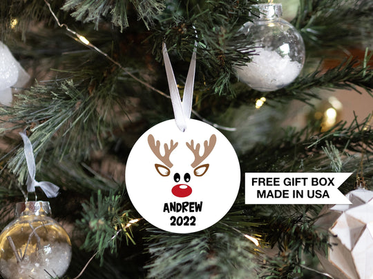 Personalized Reindeer Boy Baby's 1st Christmas Ornament| Baby First Christmas | Personalized Baby Christmas Ornament