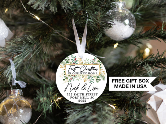 Personalized New Home Christmas Ornament | Our First Home Ornament | Christmas Wreath Ornament | Family Keepsake | New House Ornament