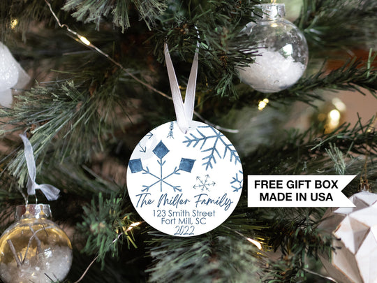 Personalized Snowflake Christmas Ornament | Our First Home Ornament | Christmas Snowflake Ornament | Custom Family Keepsake |Family Ornament