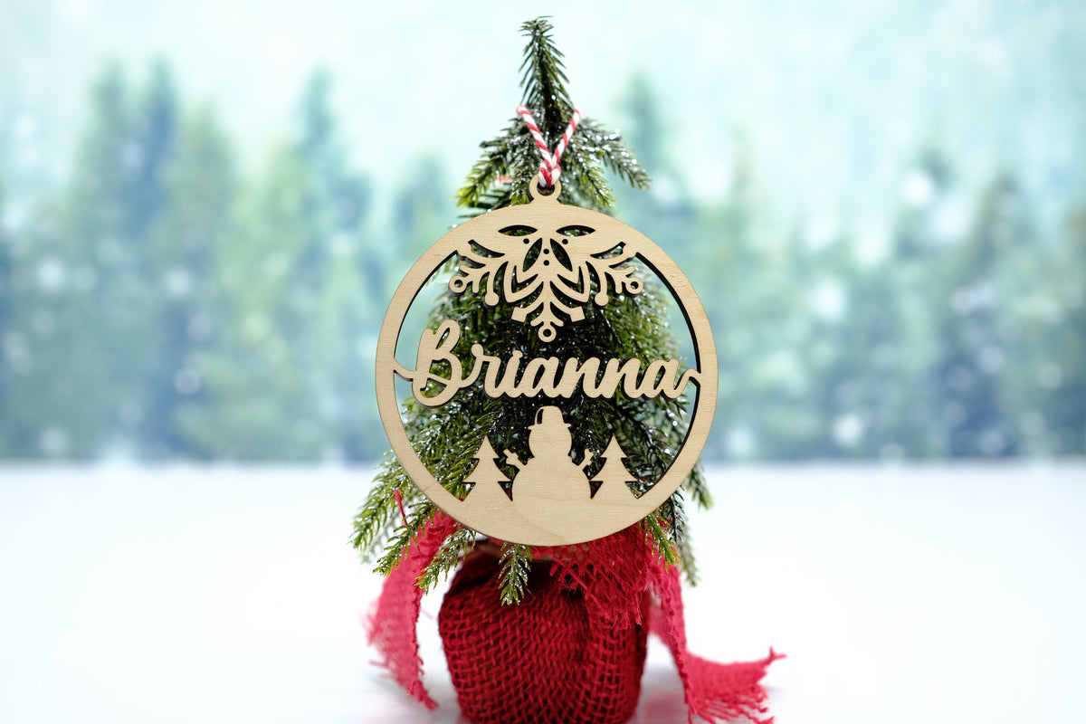 Snowflake and Snowman Ornament | Christmas Wood Tags | Holiday Ornament | Merry Christmas Ornament