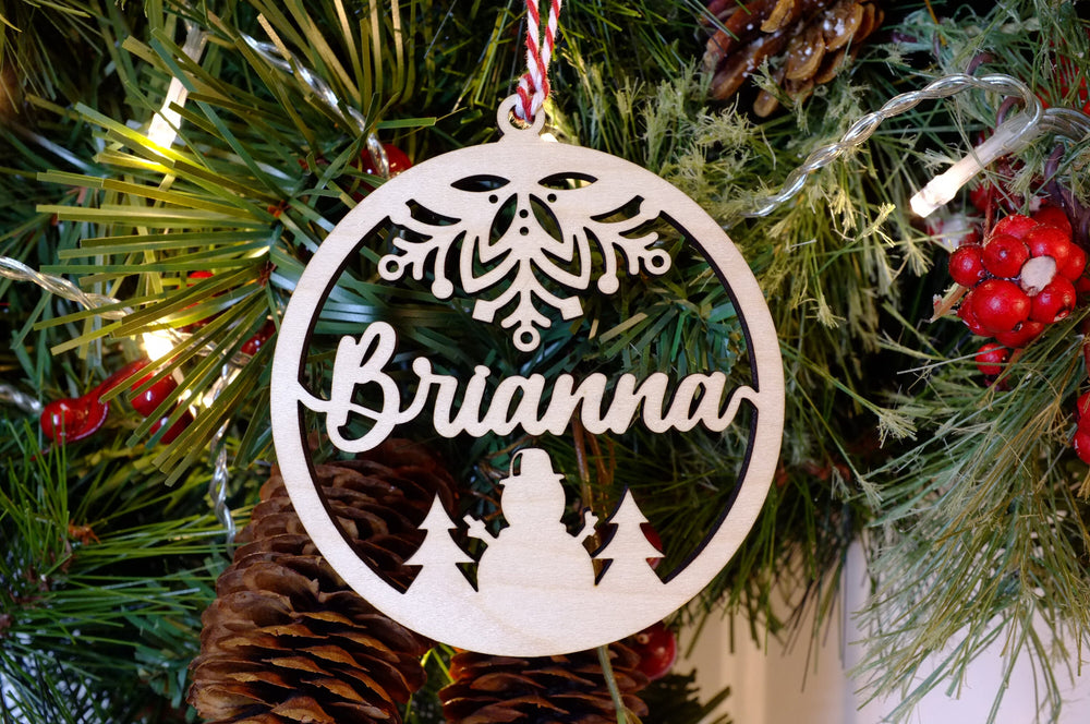 Personalized Christmas Snowflake and Snowman Ornament | Christmas Wood Tags | Holiday Ornament | Merry Christmas Ornament