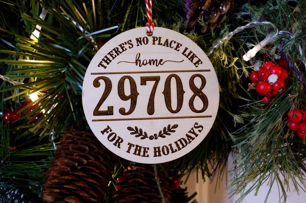 Personalized Christmas Zip Code Ornament | There's no place like home for the holidays Wood Tags | Holiday Ornament | Christmas Ornament