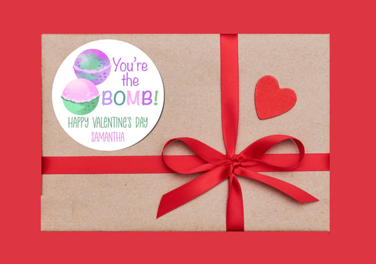 Your the BOMB Valentine Stickers - Spa Valentine Labels - Happy Valentine's Day Personalized Stickers -