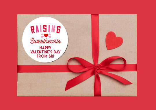 Raising Sweethearts Valentines Day Stickers - Personalized Valentine Round Sticker Labels - Classroom Valentines for School