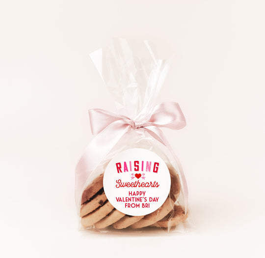 Raising Sweethearts Valentines Day Stickers - Personalized Valentine Round Sticker Labels - Classroom Valentines for School