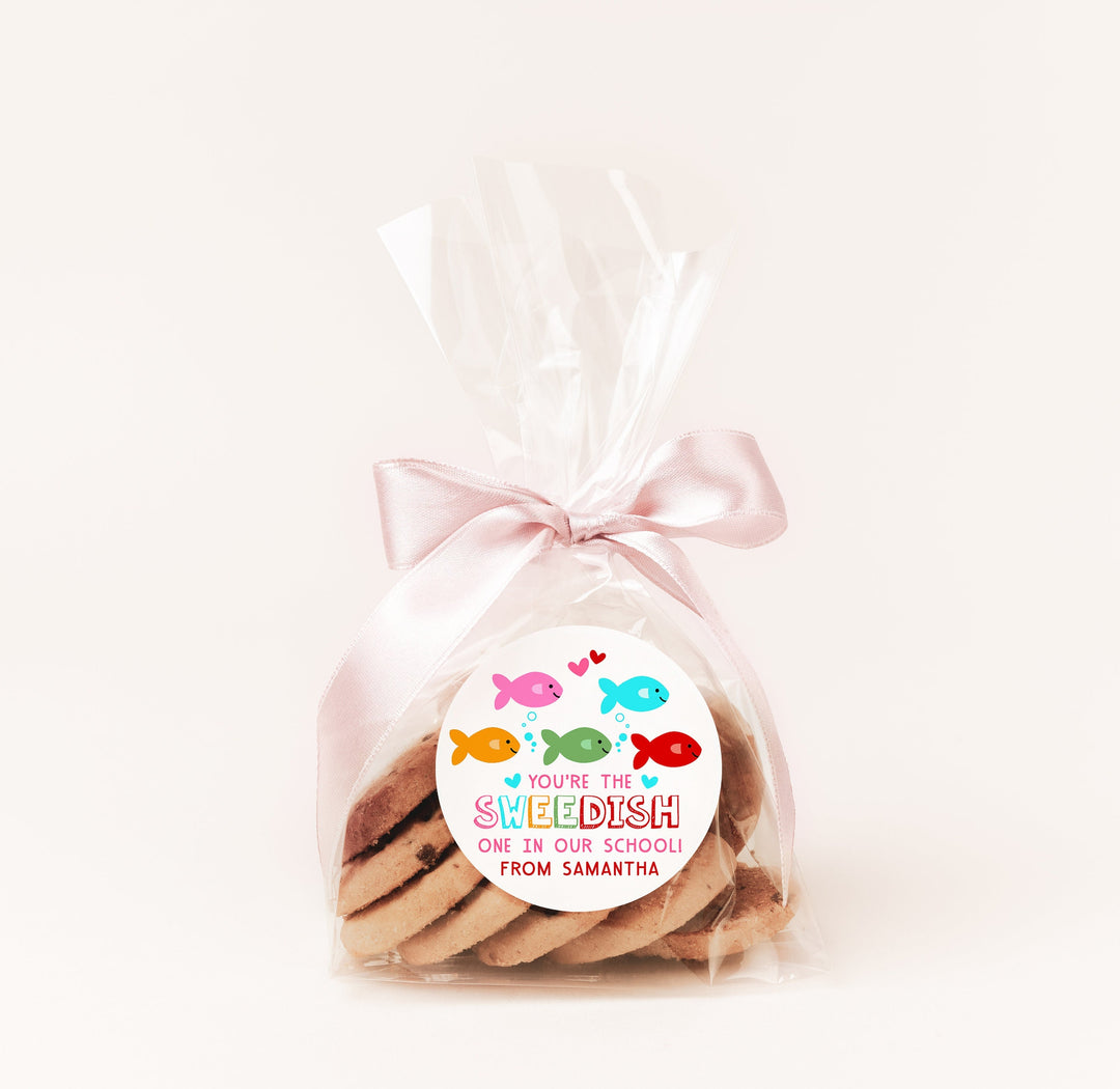 Your the Sweedish one in our school Valentines Day Stickers - Personalized Valentine Round Sticker Labels - Classroom Valentines for School