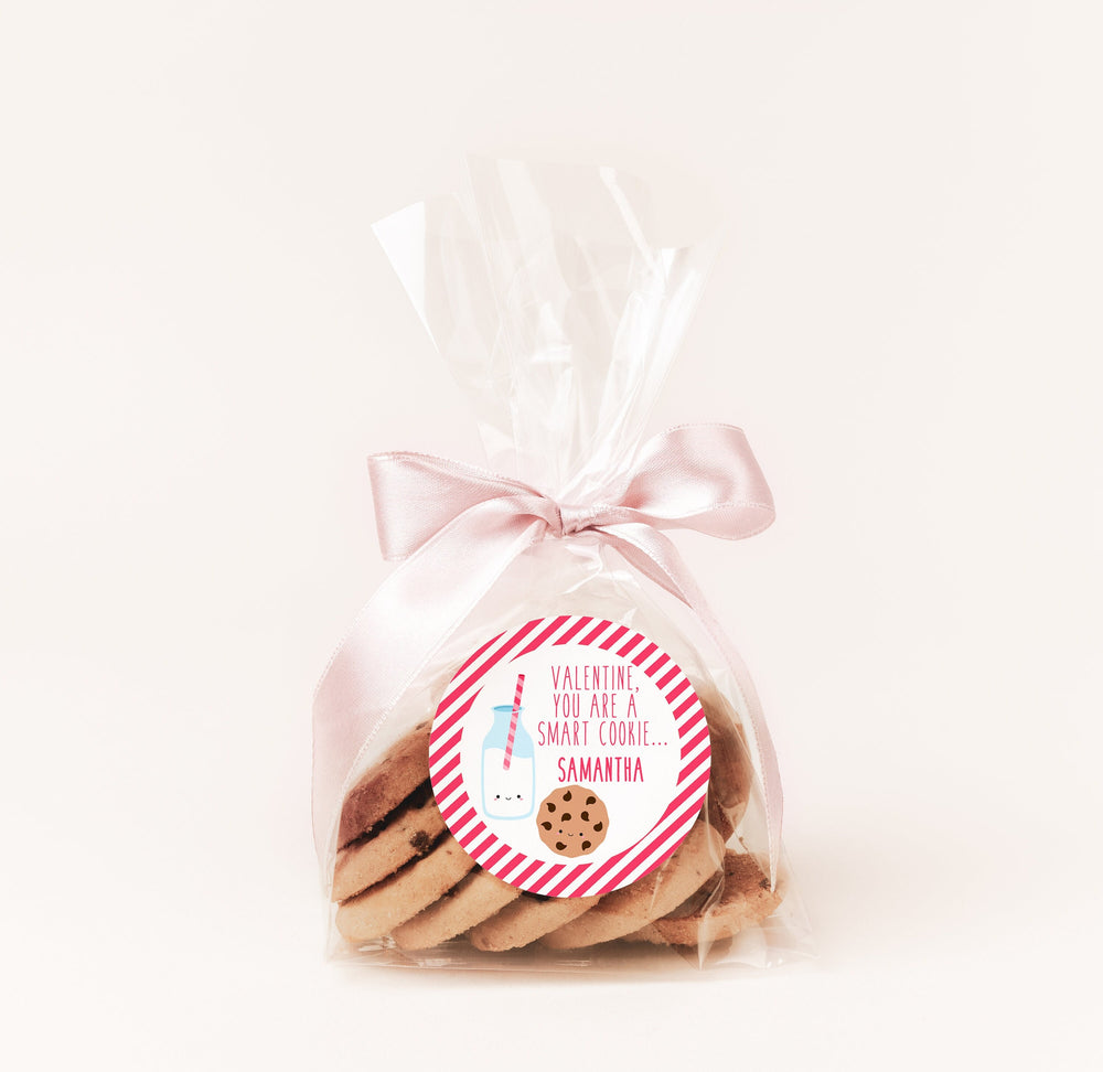 You Are A Smart Cookie Valentine's Day! - Personalized Valentine Round Sticker Labels - Classroom Valentines for School