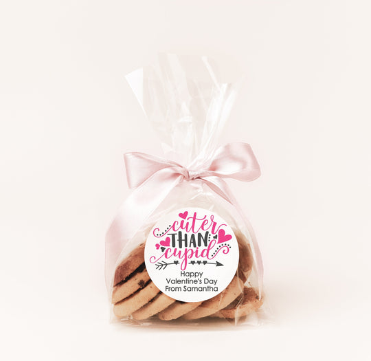Cuter than Cupid Valentine's Day Stickers - Personalized Valentine Round Sticker Labels - Classroom Valentines for School