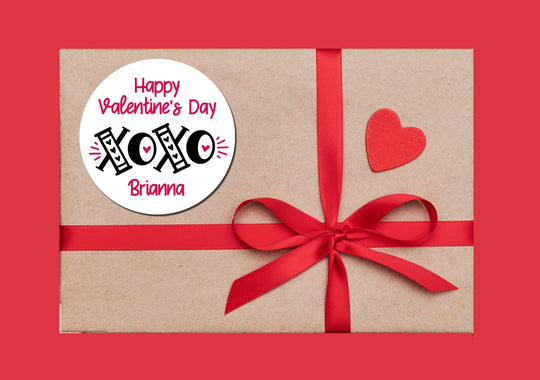 XOXO Valentine's Day Stickers - Happy Valentine's Day Stickers - Personalized Valentine Sticker Labels - Classroom Valentines for School