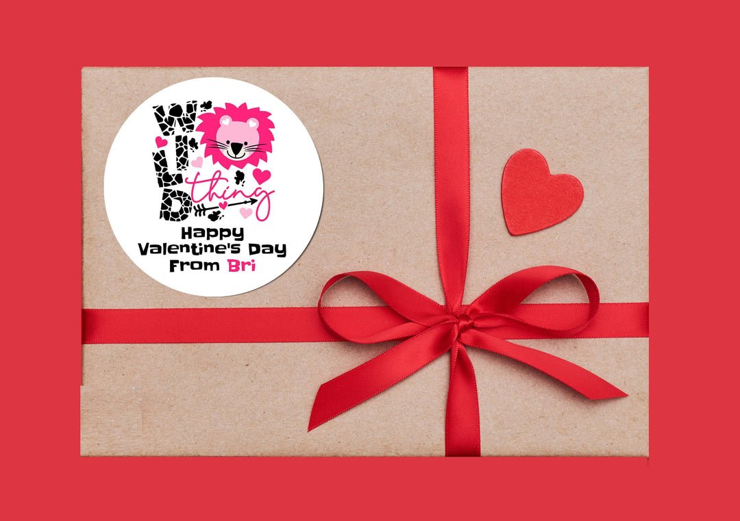 Wild Thing Valentines Day Stickers - Personalized Valentine Round Sticker Labels - Classroom Valentines for School