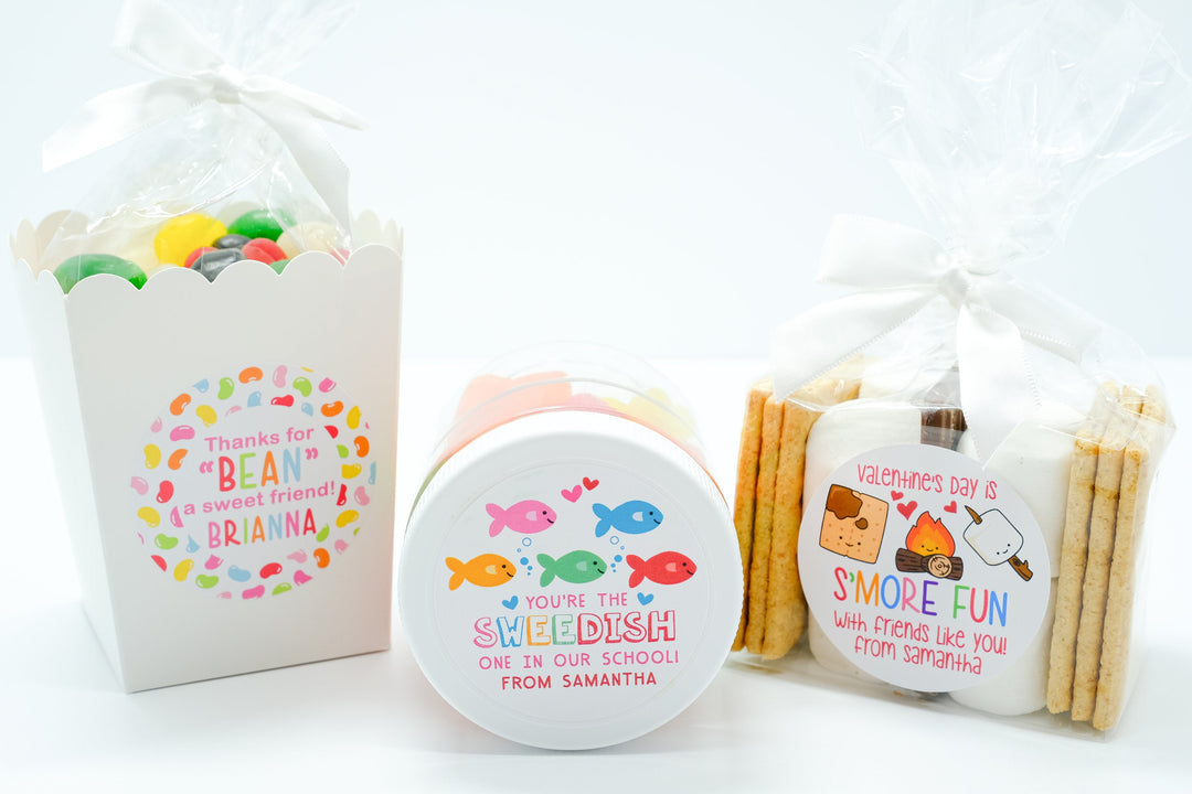 Stuck On You Valentine's Day Stickers - Personalized Valentine Round Sticker Labels - Classroom Valentines for School