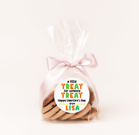A Little Treat For Someone Sweet Valentines Day Stickers - Personalized  Valentine Round Sticker Labels - Classroom Valentines for School
