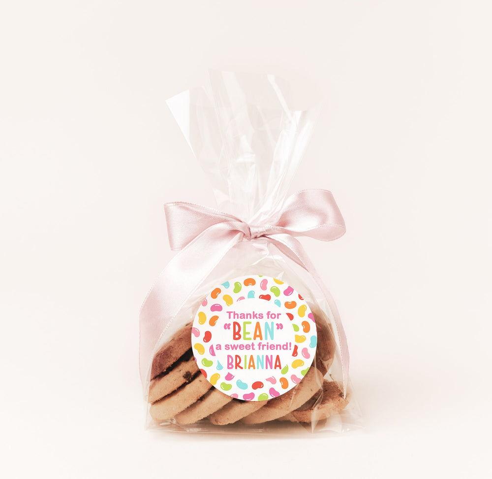 Thanks for Bean a  Sweet Friend Valentines Day Stickers - Personalized Valentine Round Sticker Labels - Classroom Valentines for School