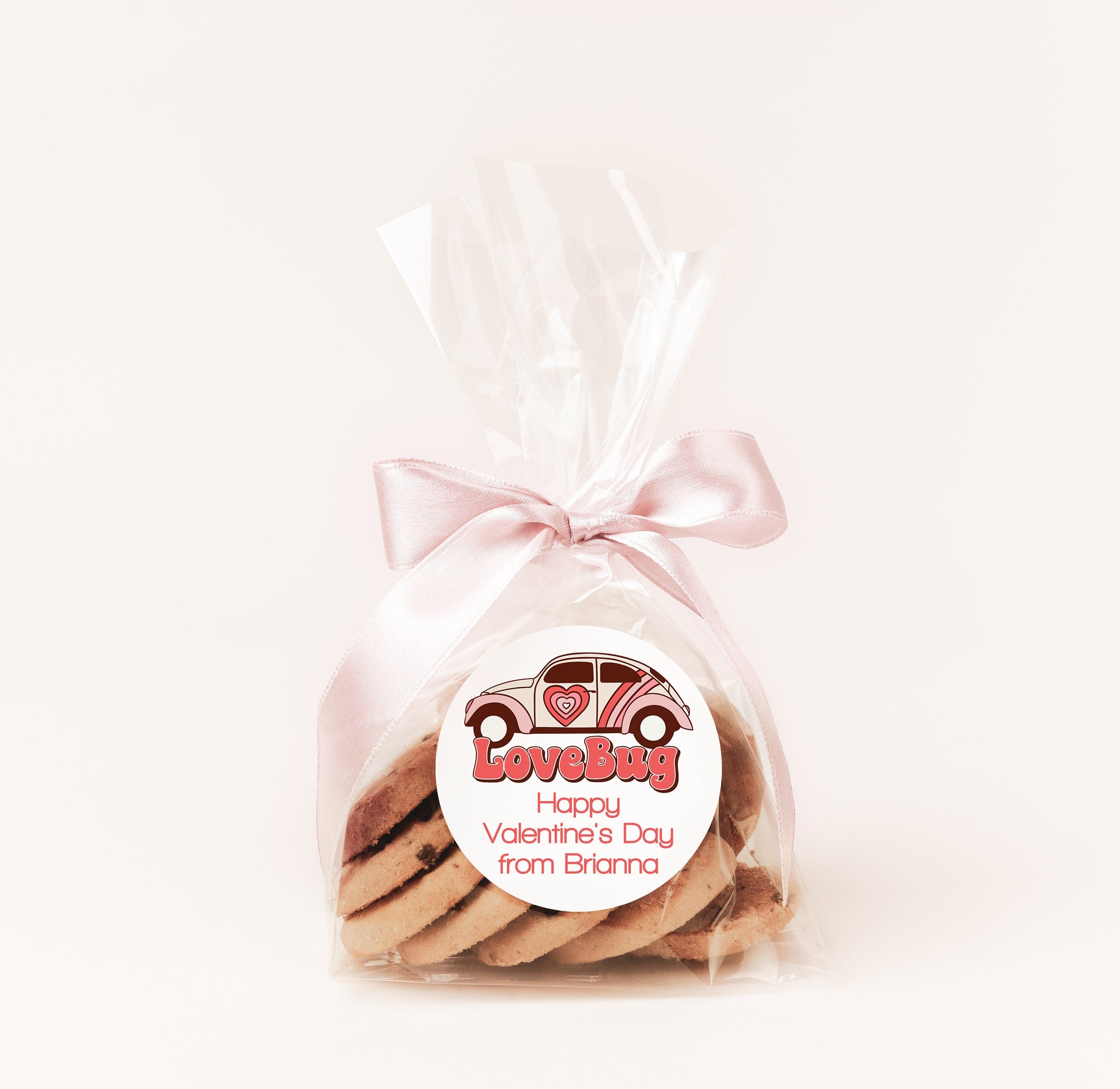 Love Bug Classic Bug Valentine's Day Stickers - Personalized Valentine Round Sticker Labels - Classroom Valentines for School