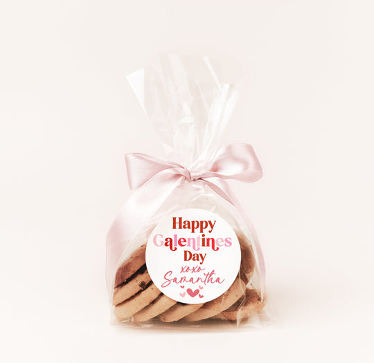 Happy Galentine's Day Valentines Day Stickers - Personalized Valentine Round Sticker Labels - Classroom Valentines for School