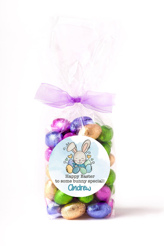 Easter Stickers - Some Bunny Special Blue Bunny - Personalized Easter Stickers, Kids Easter Treat Bags, Easter Labels for Favors, Classroom