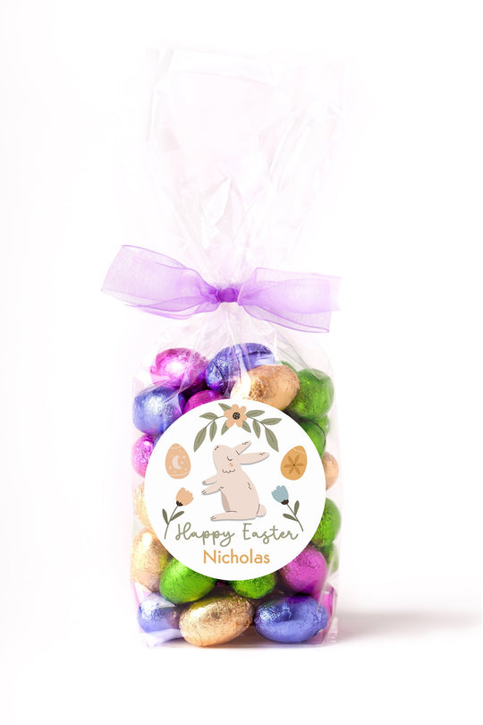 Easter Stickers, Boho Easter Bunny Floral, Personalized Easter Stickers, Kids Easter Treat Bag, Easter Labels for Favors, Easter Classroom