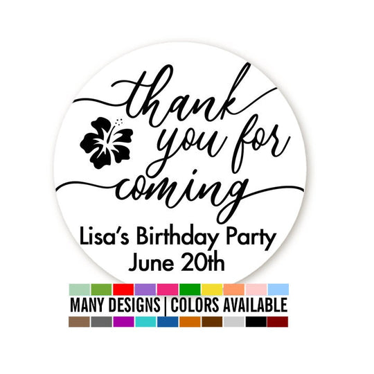Thank You For Coming Birthday Party Favor Stickers, Happy Birthday Labels, Custom Birthday Party Favor Labels, Round Stickers