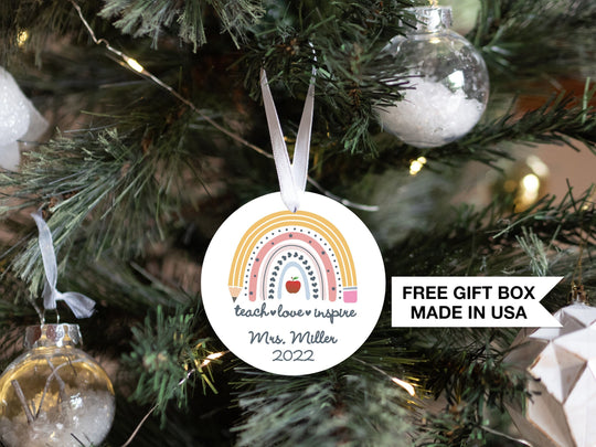 Personalized Pencil Teacher Keepsake Ornament , Teacher Appreciation Gift from Student ,  Custom Teacher Christmas Ornament