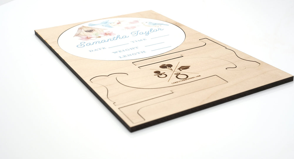 Love Bird House Birth Announcement Sign for Hospital, Personalized Baby Sign with Birth Stats, Wooden Hospital Announcement Baby Name