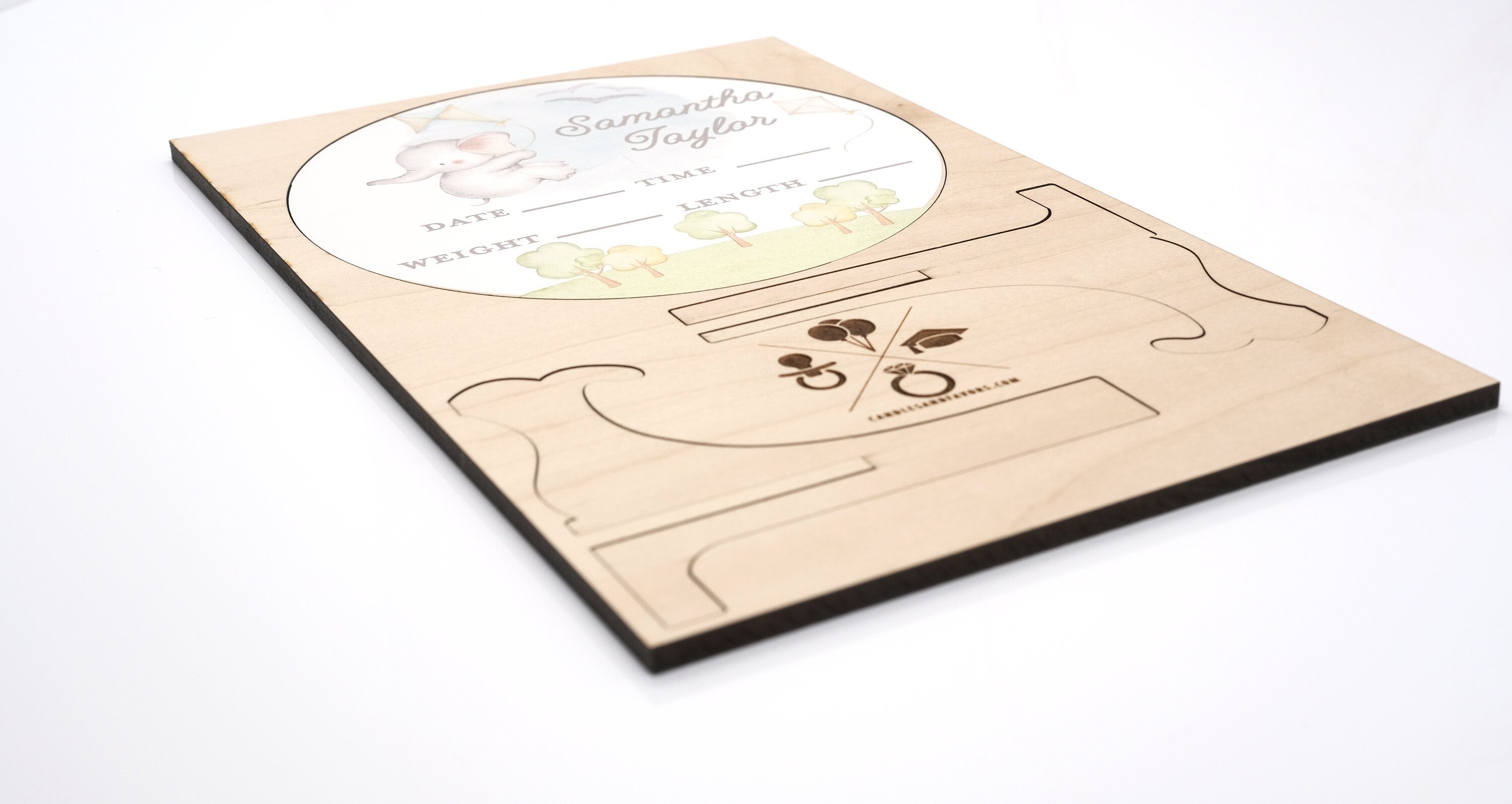Elephant Kite Birth Announcement Sign for Hospital, Personalized Baby Sign with Birth Stats, Wooden Hospital Announcement Baby Name