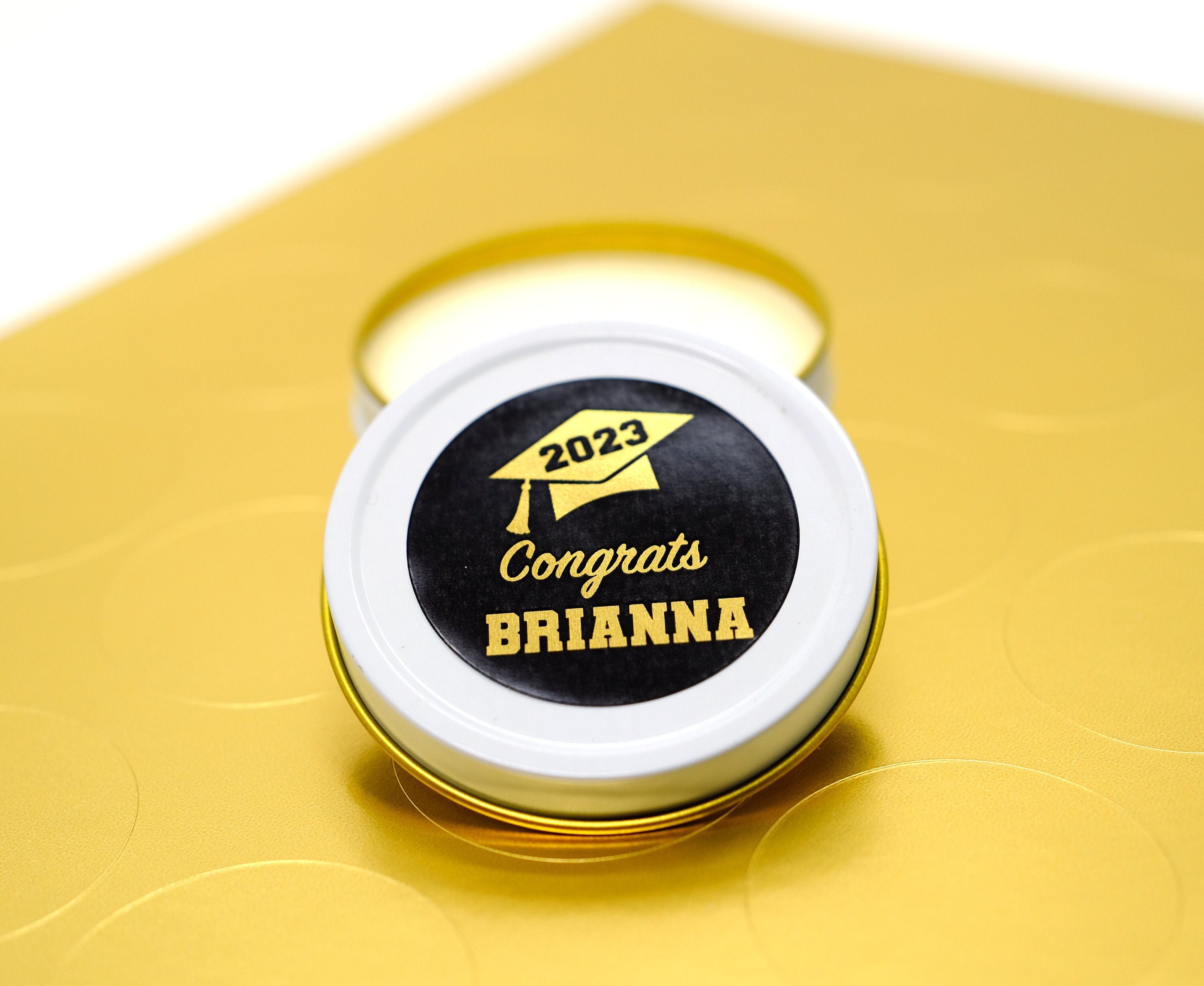 Graduation Favor Stickers Black & Gold Foil Class of 2025 | Personalized Round Graduation Party Sticker Labels | Congrats Grad Party | Seals