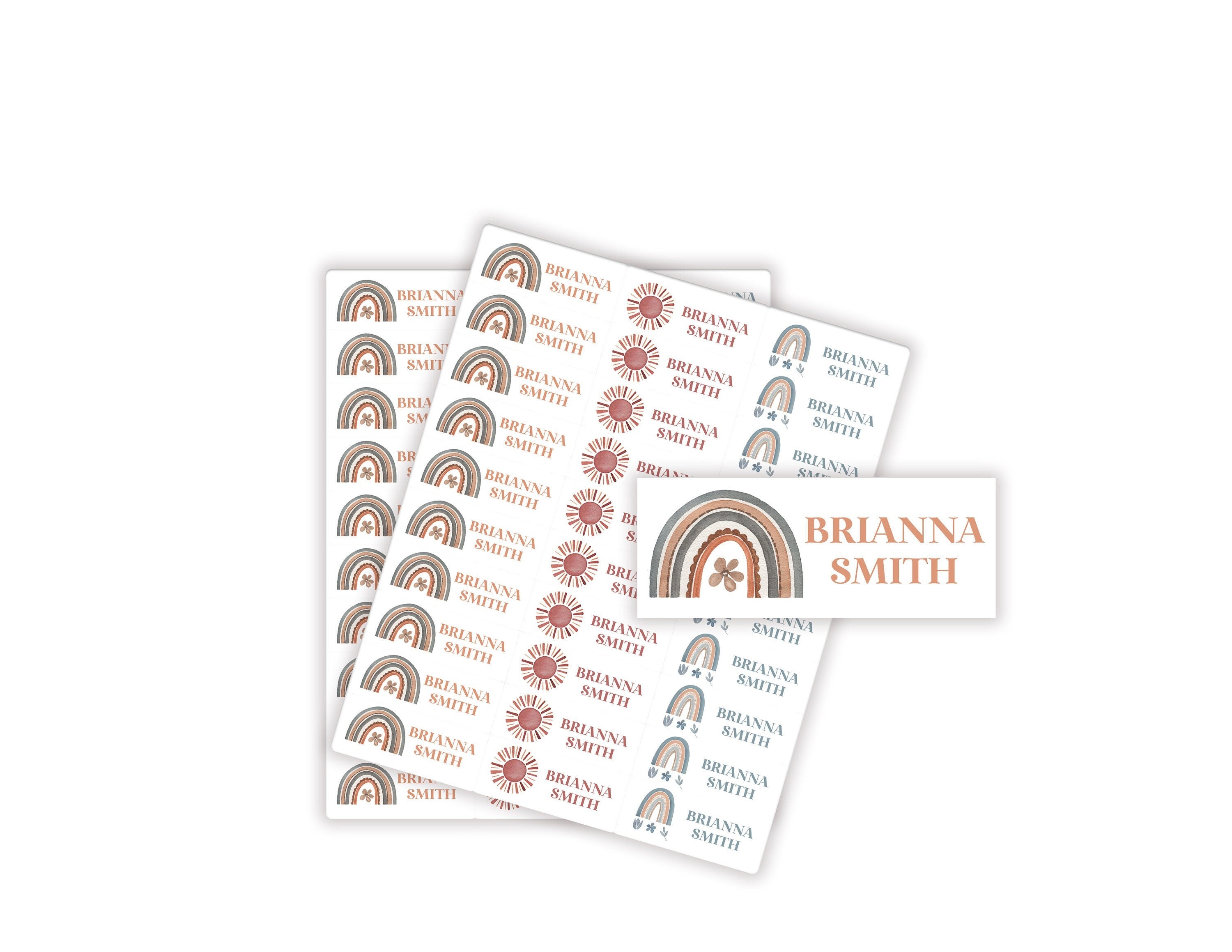 Personalized Rainbow Kids Name Stickers, Back to School Vinyl Label, Child First Last Name