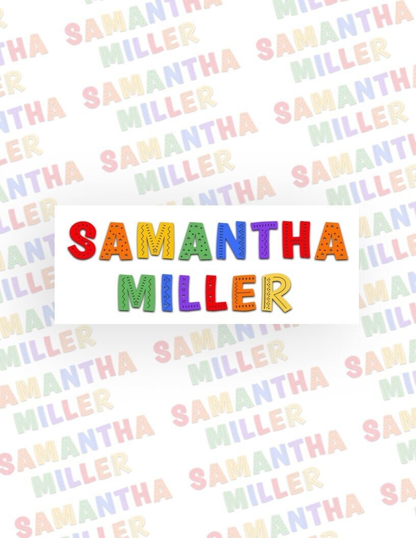 Personalized Kids Name Labels, Waterproof Primary Colors Stickers, Supplies for Back to School