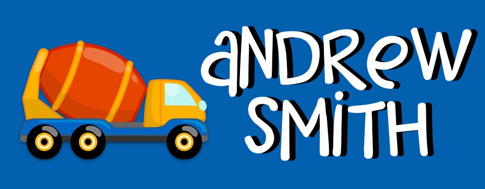 Construction Truck Name Stickers, Waterproof Vinyl Labels, Kids School Daycare