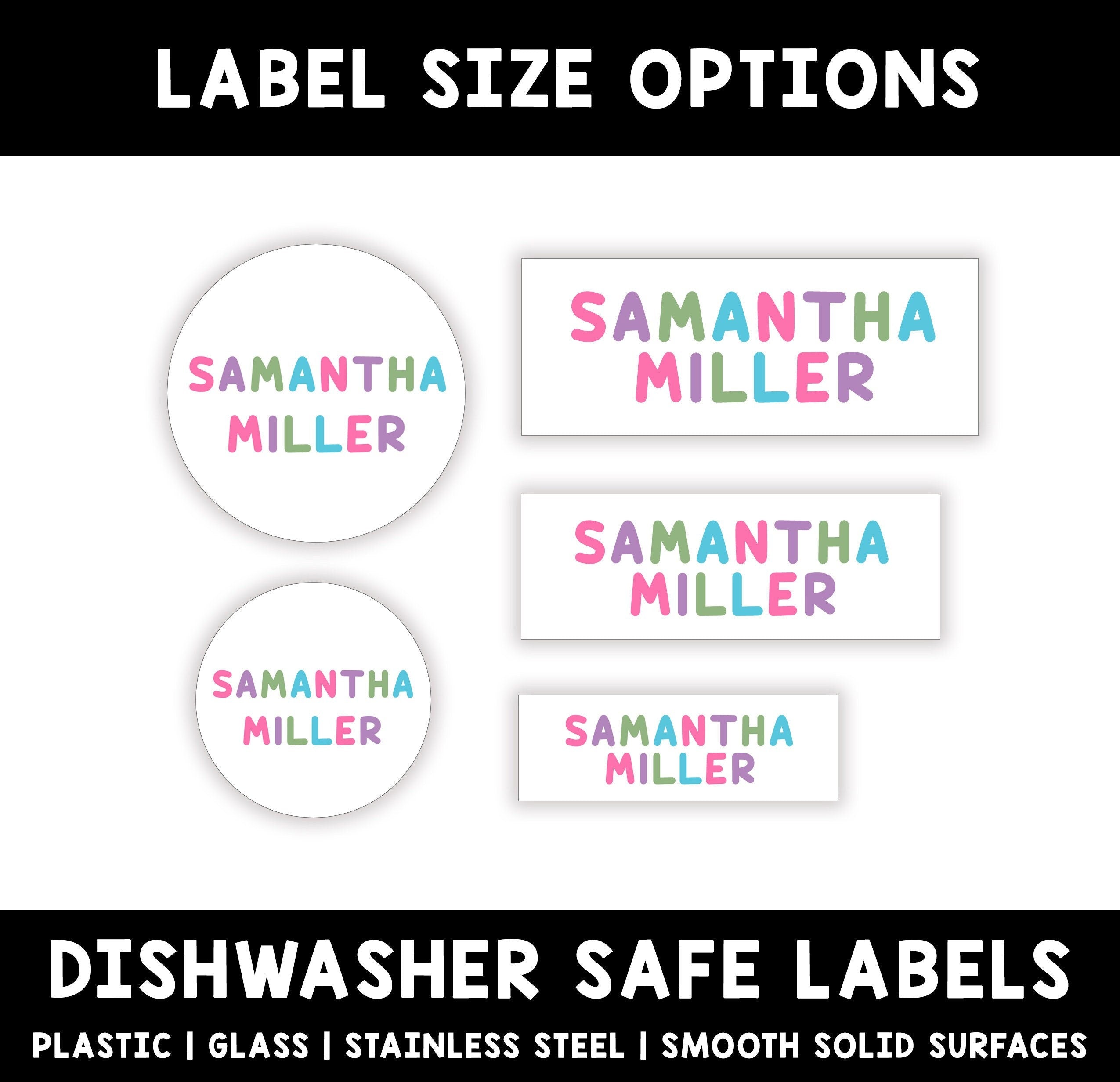 Personalized Kids Name Labels, Waterproof Pastel Girl Stickers, Supplies for Back to School