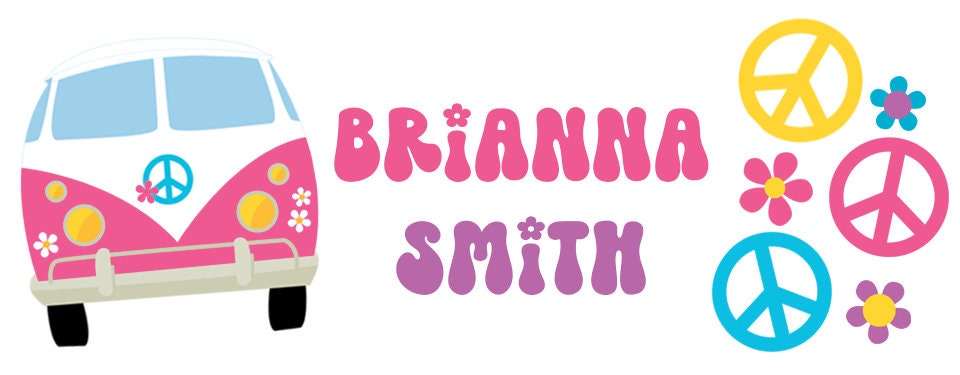 Groovy Peace Name Labels, Name Tag Stickers, Waterproof Labels for Kids Daycare, Vinyl Name Stickers for Kids School Labels