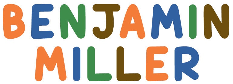Personalized Boy Name Labels, Waterproof Orange Blue Brown Stickers, Supplies for Back to School