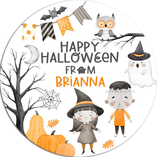 Cute Witch Personalized Halloween Sticker, Custom Halloween Stickers, Kids Halloween Favor Stickers, Cute Halloween Stickers for School