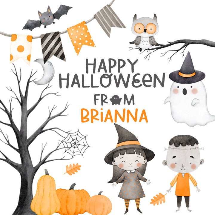 Cute Witch Personalized Halloween Sticker, Custom Halloween Stickers, Kids Halloween Favor Stickers, Cute Halloween Stickers for School