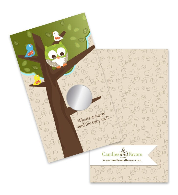 Owl - Look Whooo's Having A Baby - Baby Shower Scratch Off Game Pack of 20 Cards