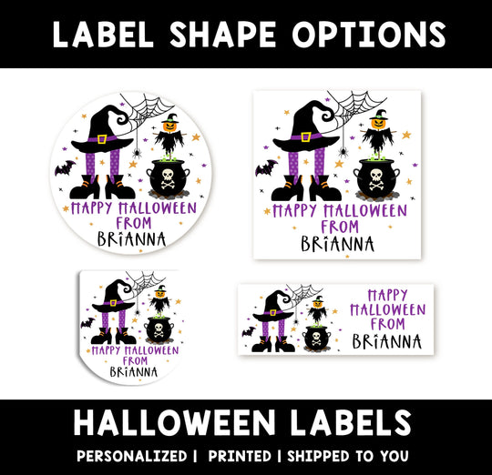Witch Feet Personalized Halloween Sticker, Custom Halloween Stickers, Kids Halloween Favor Stickers, Cute Halloween Stickers for School