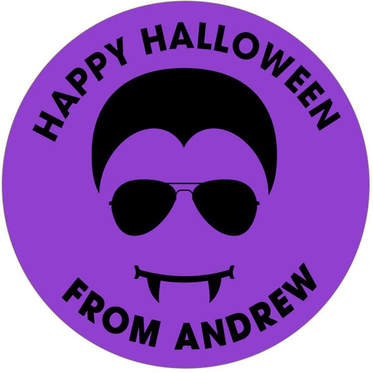 Dracula Face Personalized Halloween Sticker, Custom Halloween Stickers, Kids Halloween Favor Stickers, Halloween Stickers for School