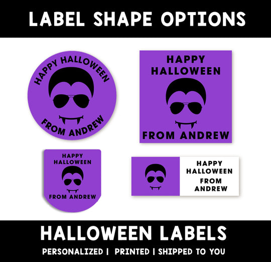 Dracula Face Personalized Halloween Sticker, Custom Halloween Stickers, Kids Halloween Favor Stickers, Halloween Stickers for School