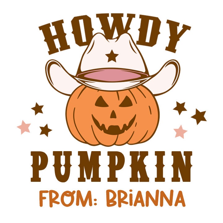 Howdy Pumpkin Personalized Halloween Sticker, Custom Halloween Stickers, Kids Halloween Favor Stickers, Western Halloween Stickers for School