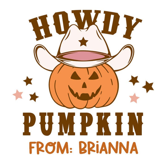 Howdy Pumpkin Personalized Halloween Sticker, Custom Halloween Stickers, Kids Halloween Favor Stickers, Western Halloween Stickers for School