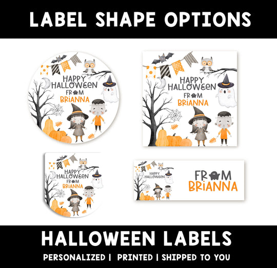 Cute Witch Personalized Halloween Sticker, Custom Halloween Stickers, Kids Halloween Favor Stickers, Cute Halloween Stickers for School