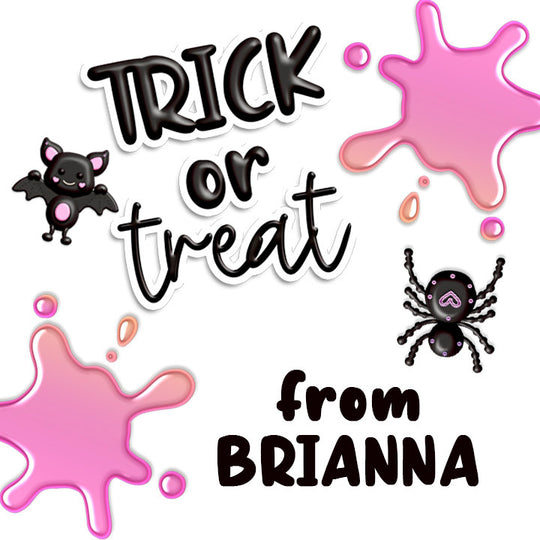 Trick or Treat Pink Personalized Halloween Sticker, Custom Halloween Stickers, Kids Halloween Favor Stickers, Halloween Stickers for School