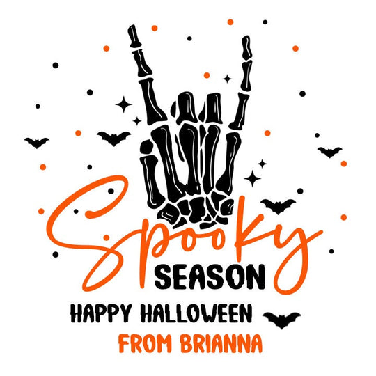 Spooky Season Personalized Halloween Sticker, Custom Neon Halloween Stickers, Kids Halloween Favor Stickers, Halloween Stickers for School